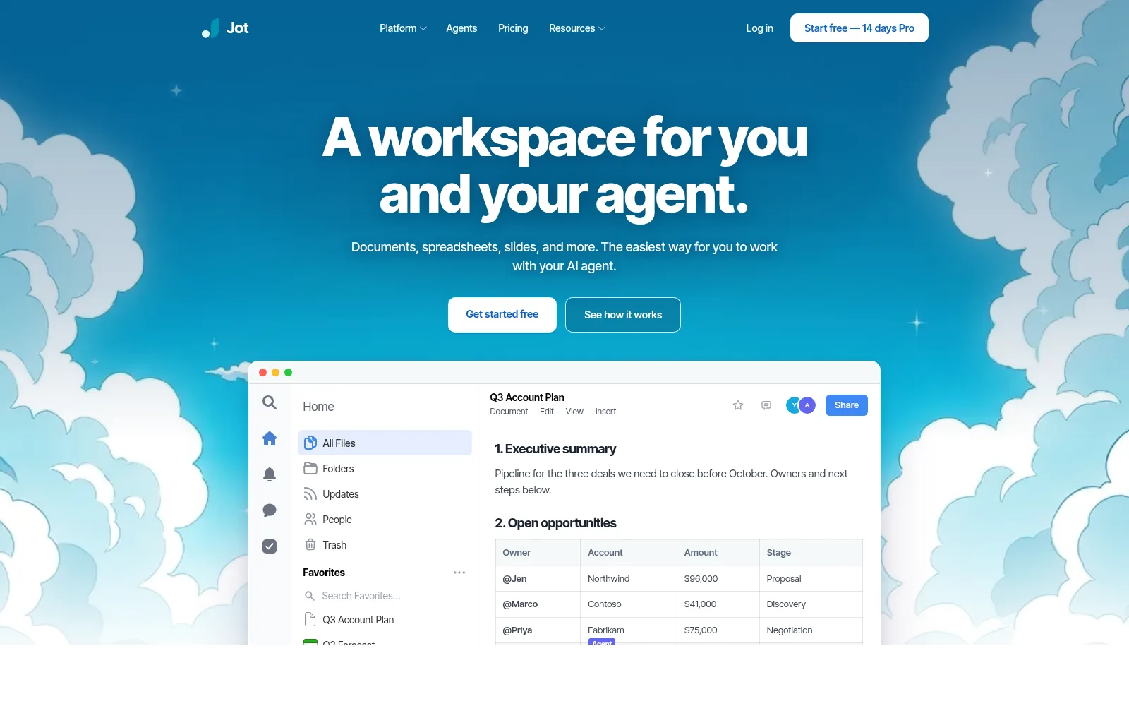 Jot homepage